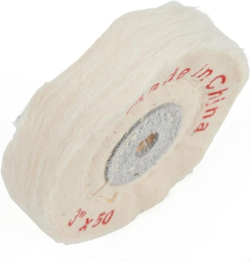 عجلة تلميع قماشية بيضاء مقاس 3 بوصة للمجوهرات والمعادن والخشب والبلاستيك والسيراميك والزجاج - Image 1